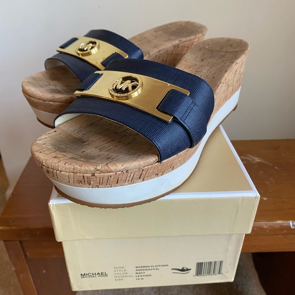 Michael Kors navy platform sandals size 9